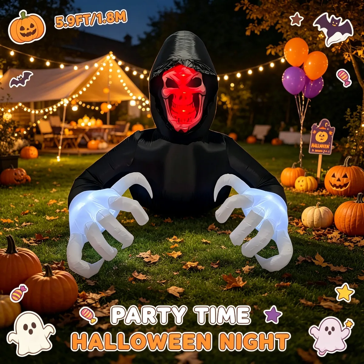 Halloween Light Up Groundbreaker Reaper Inflatable Outdoor Holiday Decorations Garden Decor