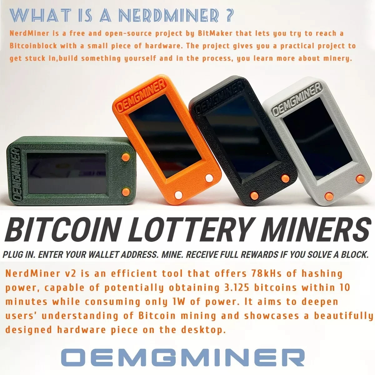 NerdMiner V2 Pro 78KH/s T-Display S3 Bitcoin Solo Lottery Miner Win 3.125 BTC Низкое энергопотребление Соединение Wi-Fi Питание USB-C