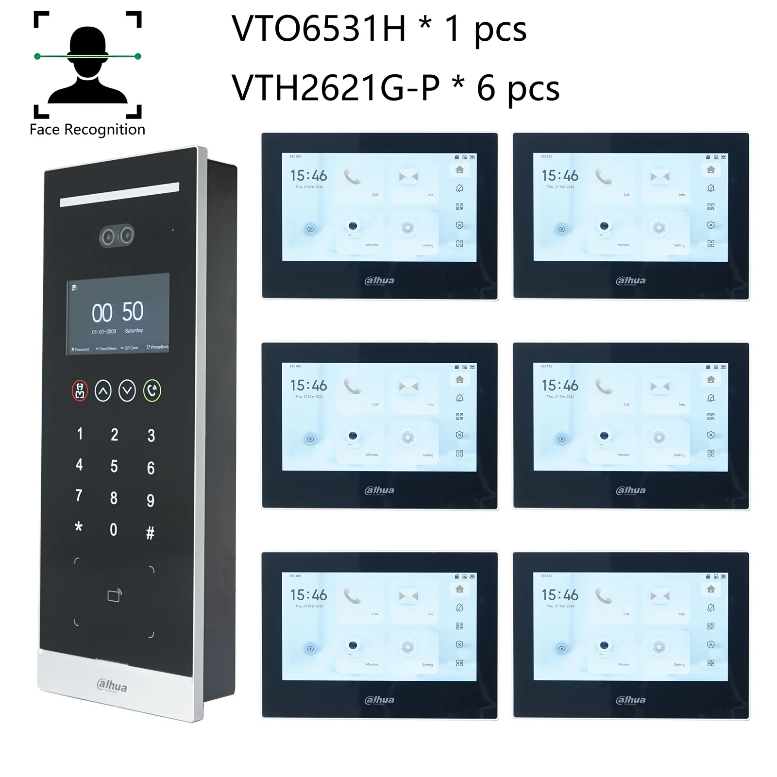 Dahua mehrsprachiges apartment ip video intercom kit, vto6531h & VTH2621GW-P, unterstützung rfid gesichts code entsperren, tür telefon, sip türklingel