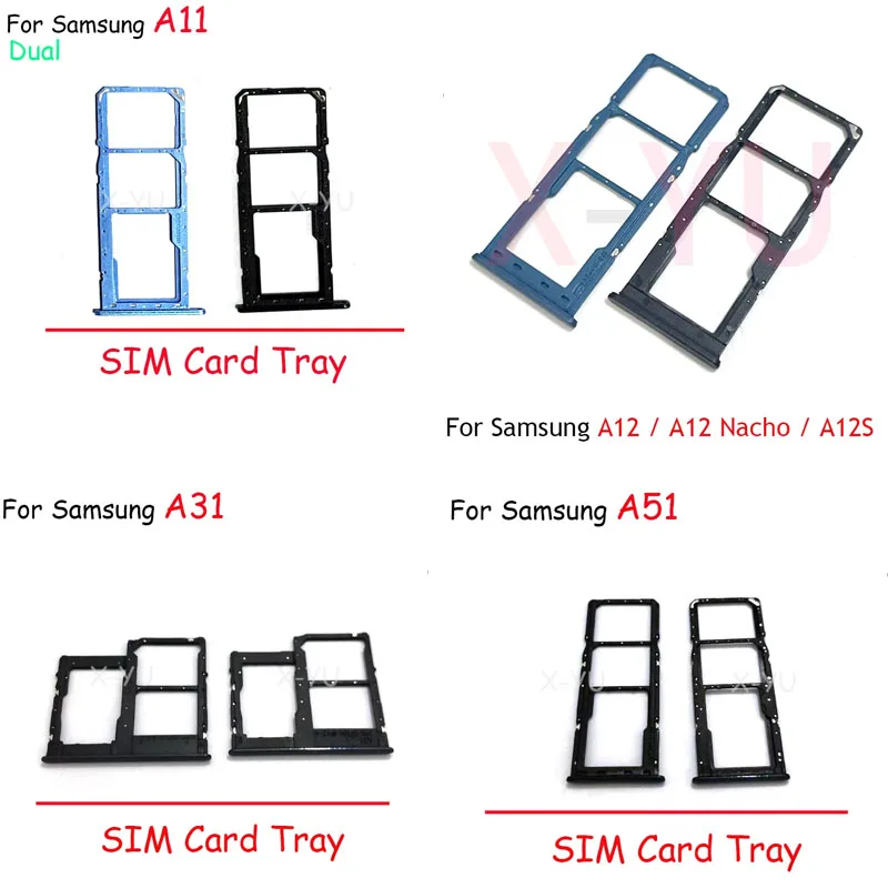 10 Uds para Samsung Galaxy A01 A11 A21 A31 A41 A51 A71 A12 A12S A21S soporte para bandeja de tarjeta SIM adaptador de ranura piezas de repuesto para reparación