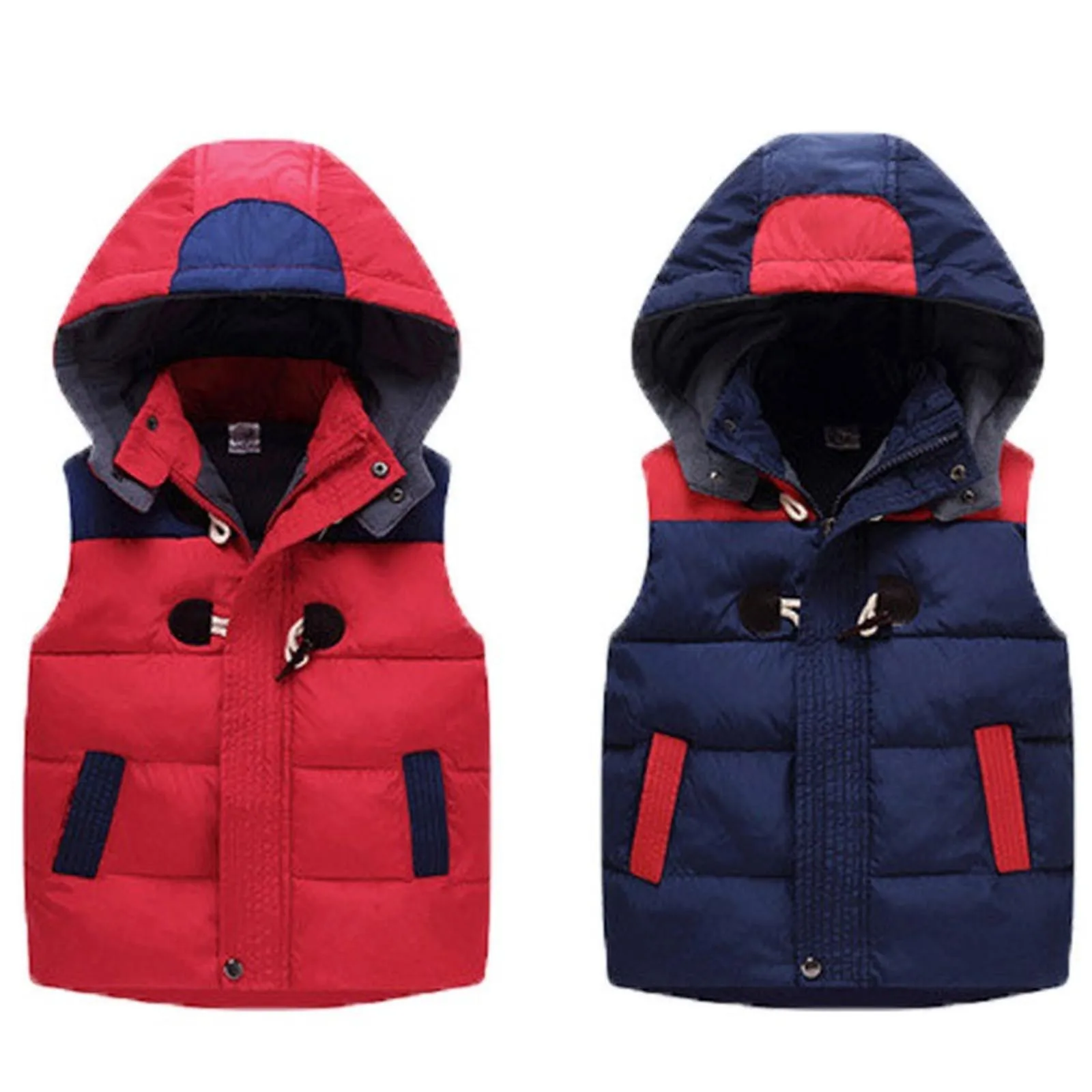 Child Winter Vest Warm Boys Girls Padded Down Cotton Hooded Vest Coat Jacket Child Clothing Jacket for Boy Girl Winter Clothes