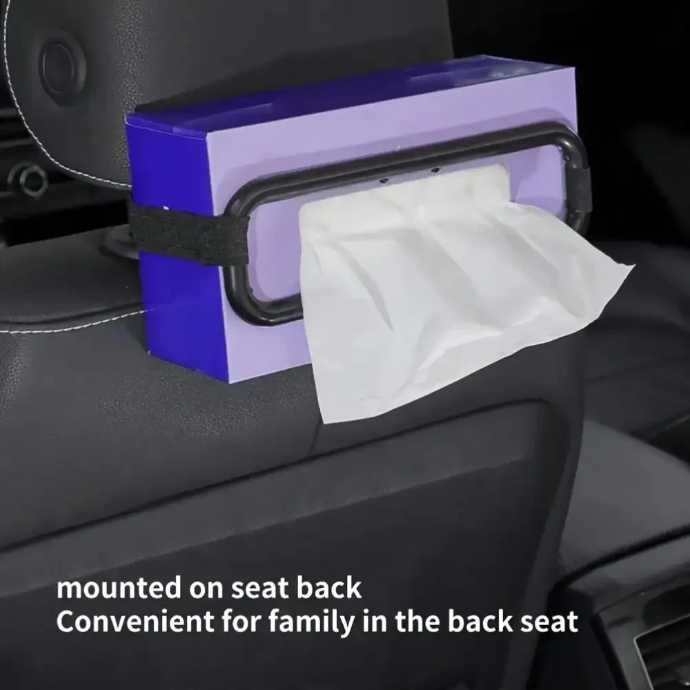 Car Sun Visor Tissue Holder Car Seat Back Napkin Box Car Creative Interior Hanging Tissue Box Holder Elastic Hanging Paper Cover