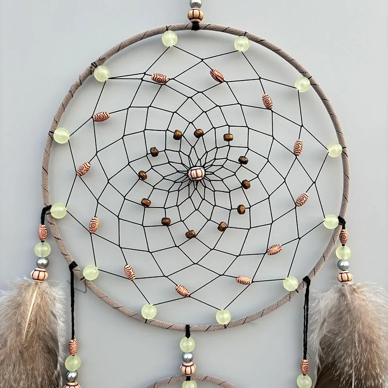 Dream Catcher Luminous Hand-woven Feathers Wind Chime Living Room Bedroom Hanging Ornaments Wall Pendant Birthday Festival Gifts