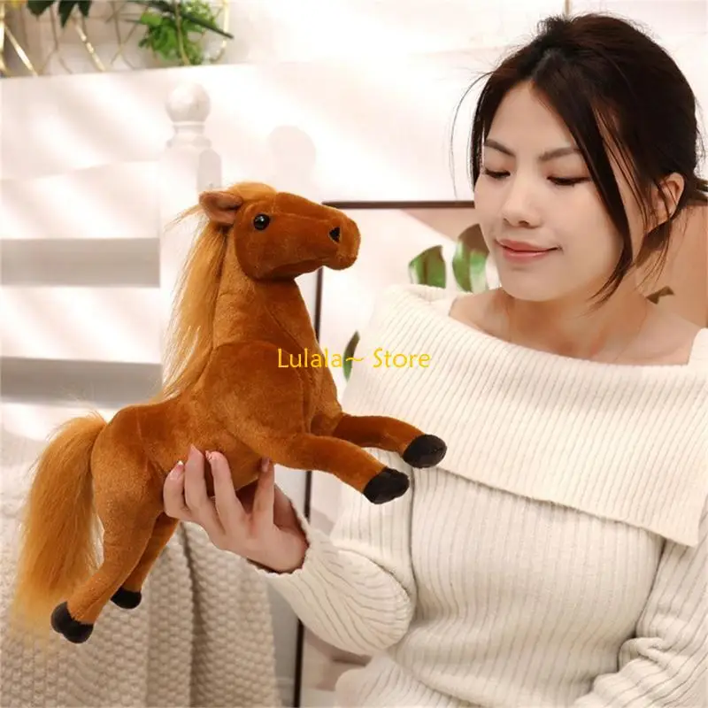Y4QA Realistic Horses Doll Cartoon Horses Livingroom Decors Doll for Office Home