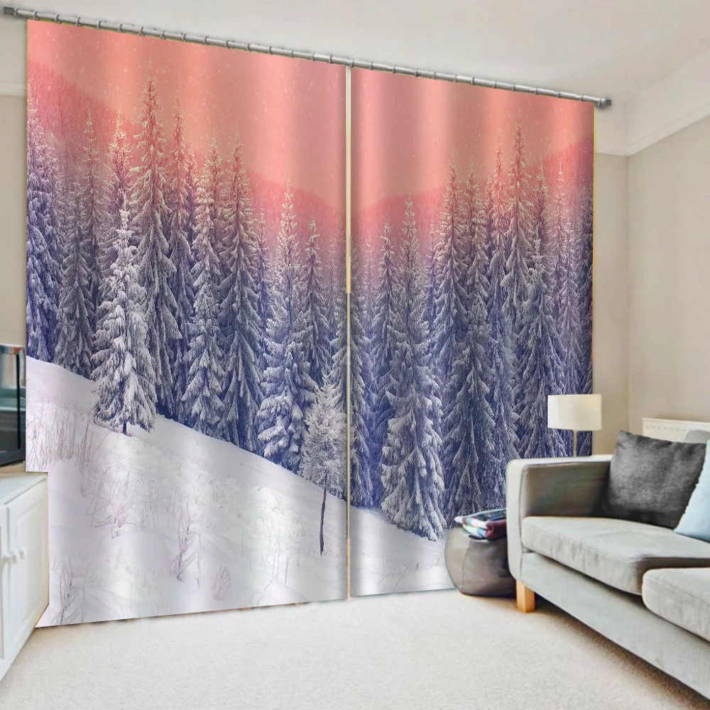 

Nature scenery forest curtains Thick shading soundproof windproof curtain 3D Blackout Window Curtains For Living Room
