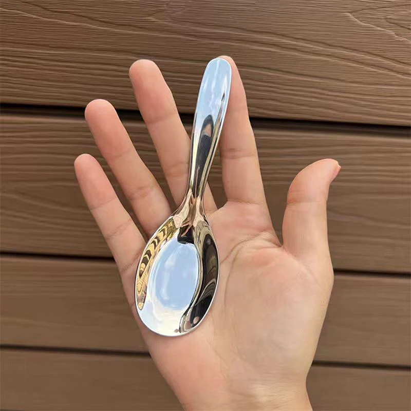 Stainless Steel Round Spoon Net Red Golden Dinner Long Handle Stirring Dessert Spoons For Kitchen Accessories Gadgets