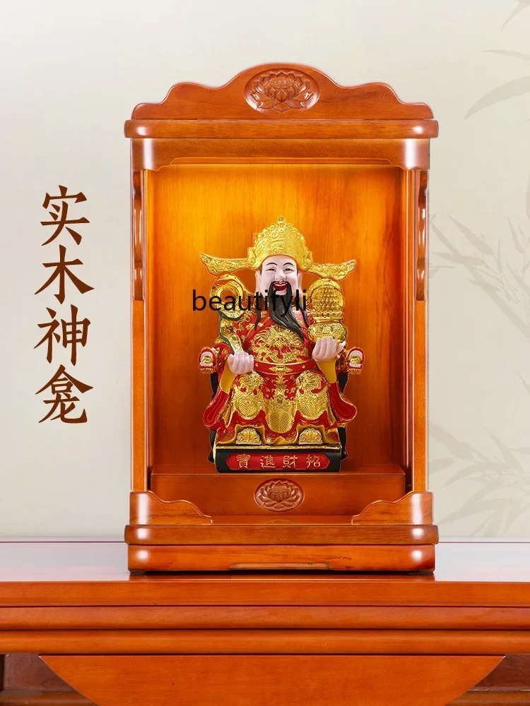 

1xzCabinet Wall-Mounted God of Wealth Cabinet Buddha Niche Chinese Style Stand Hanging onto the Cabinet Worship God Shed Desktop