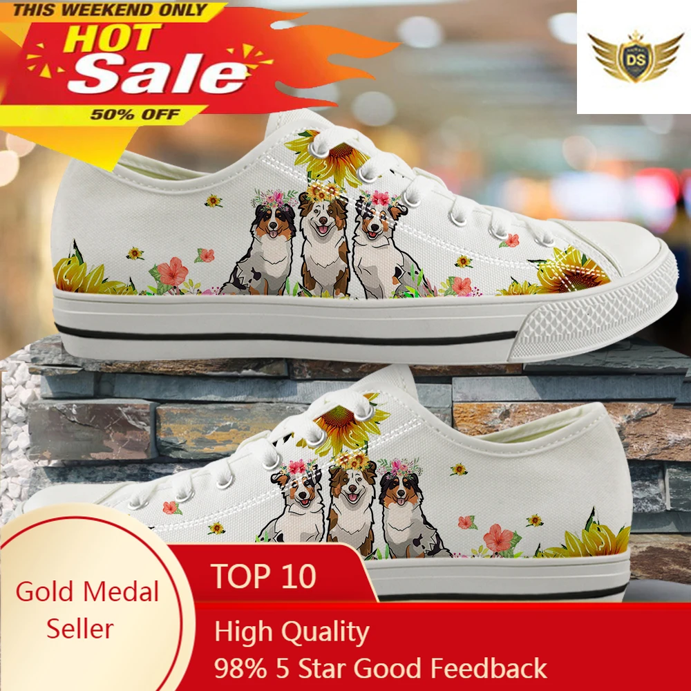 Bordo del fumetto Collie Dog Puppy Printed Women Flats Sneakers scarpe donna scarpe Casual primavera/autunno Low Top Shoes