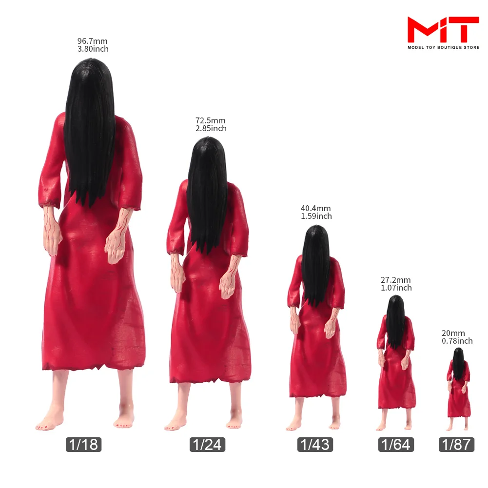 

Miniatures Figures 1/87 1/64 1/43 1/24 Strange Cosplay Girl Hair covering the face Resin Figurine Model Creative Photography