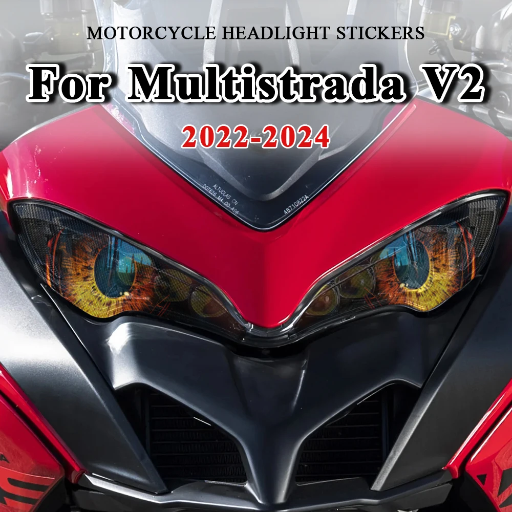 Waterproof Motorcycle Headlamp Sticker Accessories Motorbike Headlight Protection Decal For Ducati Multistrada V2 2022 2023 2024