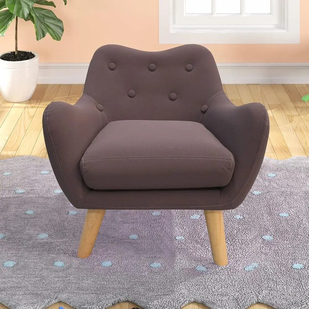 

Microfiber Upholstered Child Armchair with Wooden Legs, Sofa for Kids