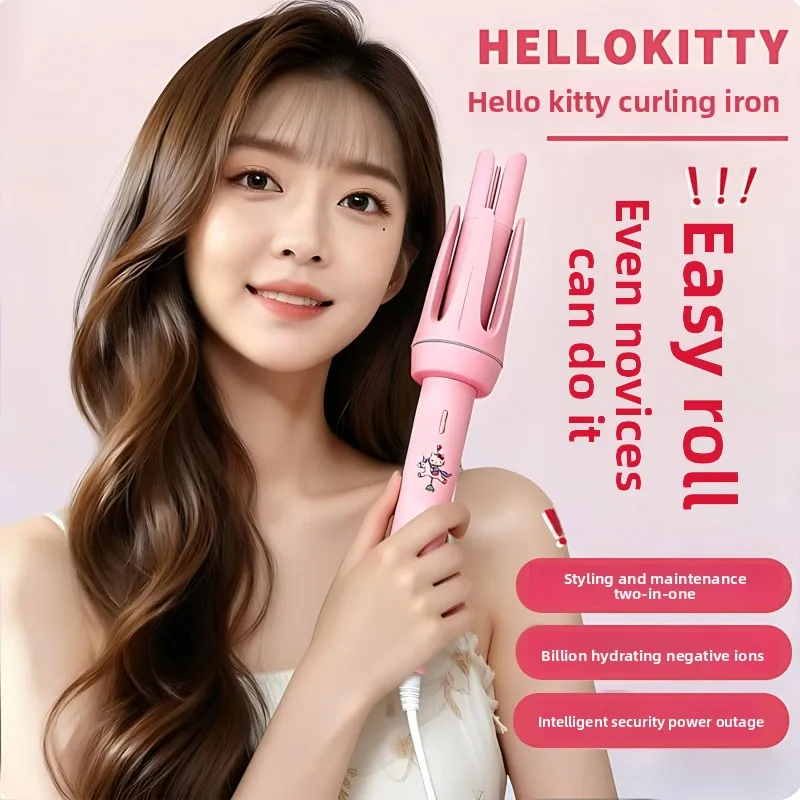 

Автоматическая плойка для завивки волос с милым рисунком Hello Kitty, уход за волосами с отрицательными ионами, не повреждает волосы, долговременная укладка, праздничный подарок