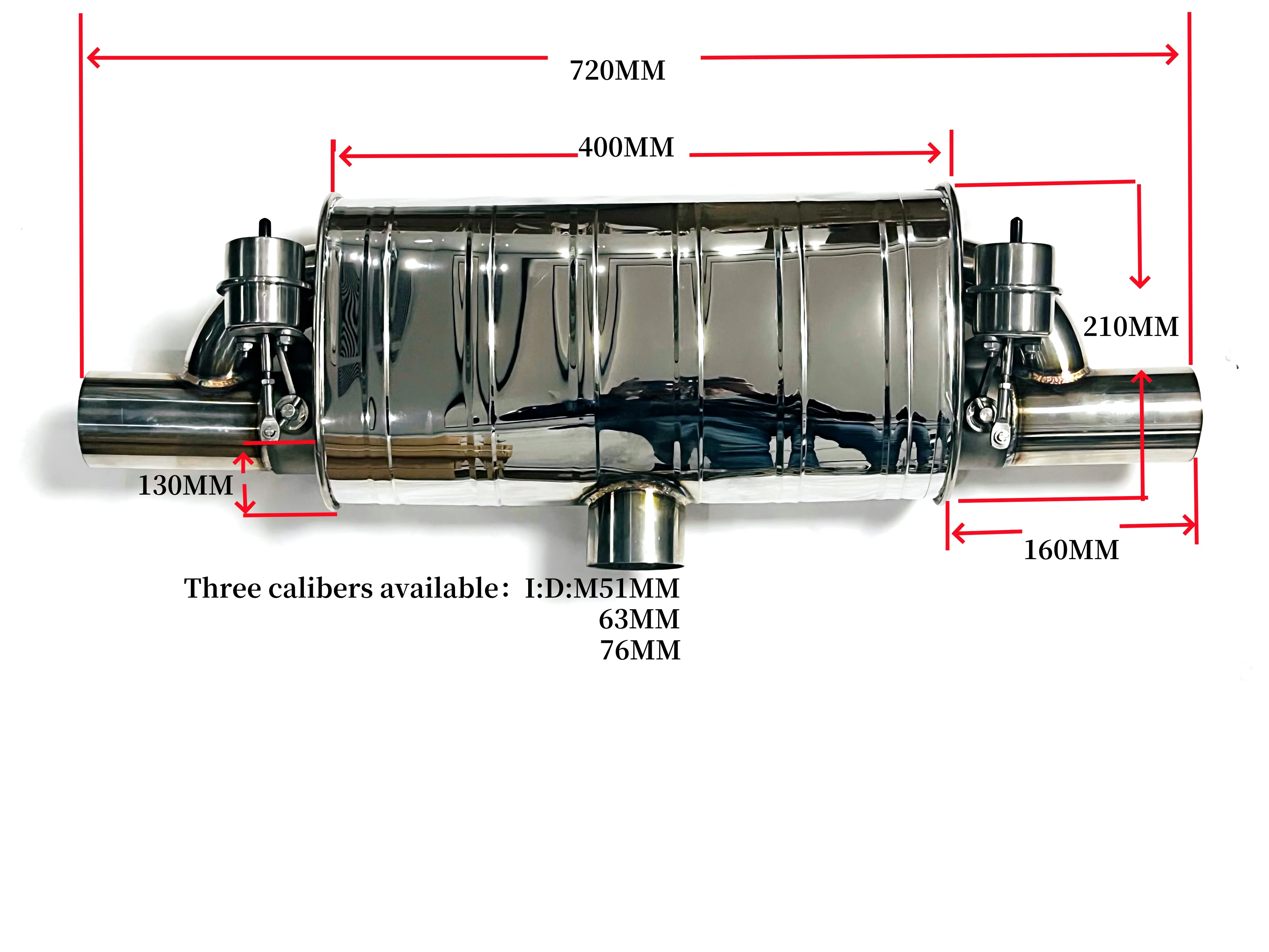 Universal Car Valve exhaust pipe wireless remote Vacuum Valve Stainless steel exhaust Mufflers T shape One in two ID 51 63  76