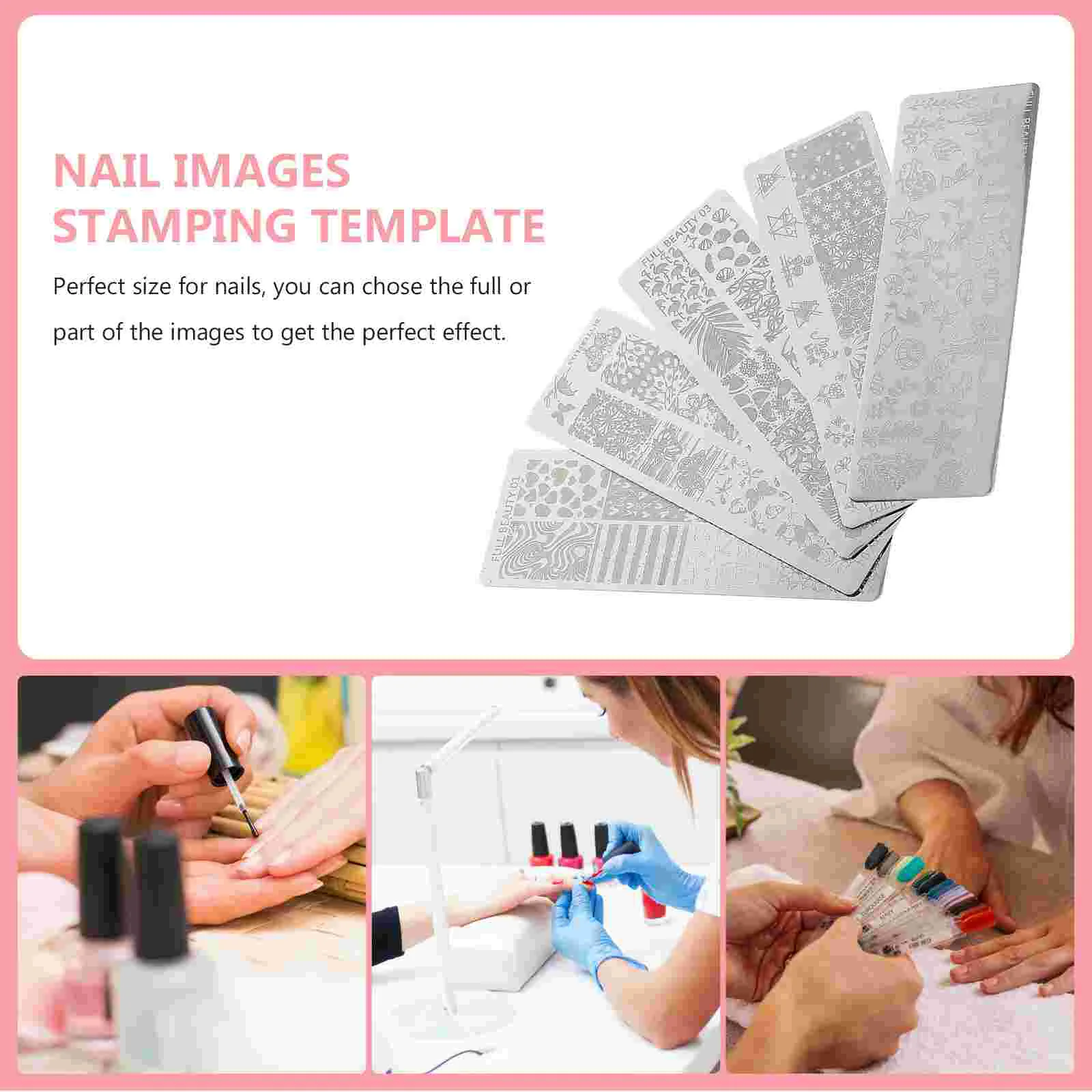 5 Pcs Nail Transfer Printing Plate Stamper Templates Unique Manicure stencil Polish bretelle Kit immagini Stamping timbri