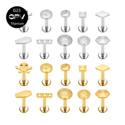 G23 Titanium 12 Style Earbone Studs Vacuum Gold Plated Male And Female Personalized Earscreen Perforated Jewelry Earnails