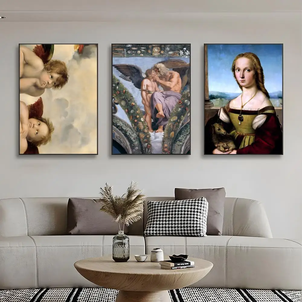 Renaissance Artist Raphael Poster Retro Kraft Paper Sticker DIY Room Bar Cafe Aesthetic Art Wall
