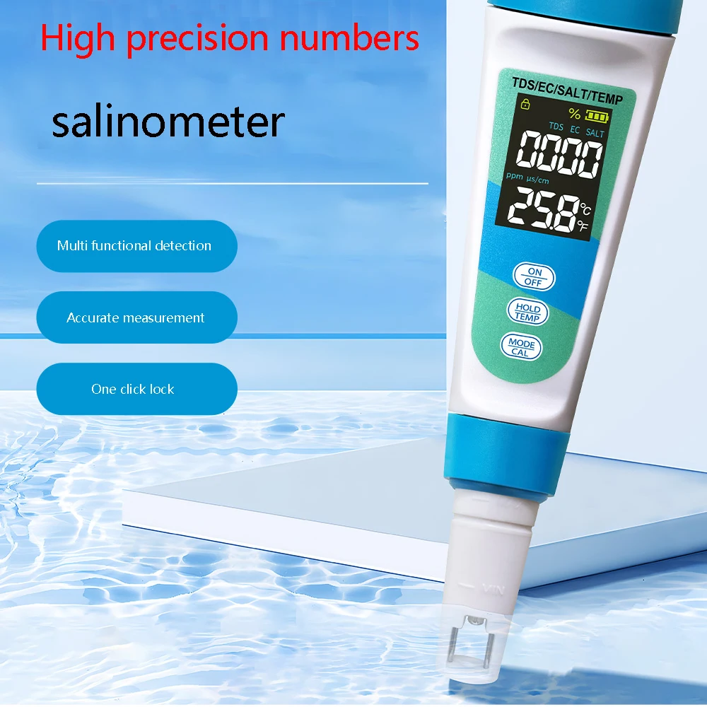 

4 в 1, цифровой тестер качества воды, ручка TDS EC SALT TEMP, счетчик воды, соленость EC, проводимость, температура, детектор TDS, монитор