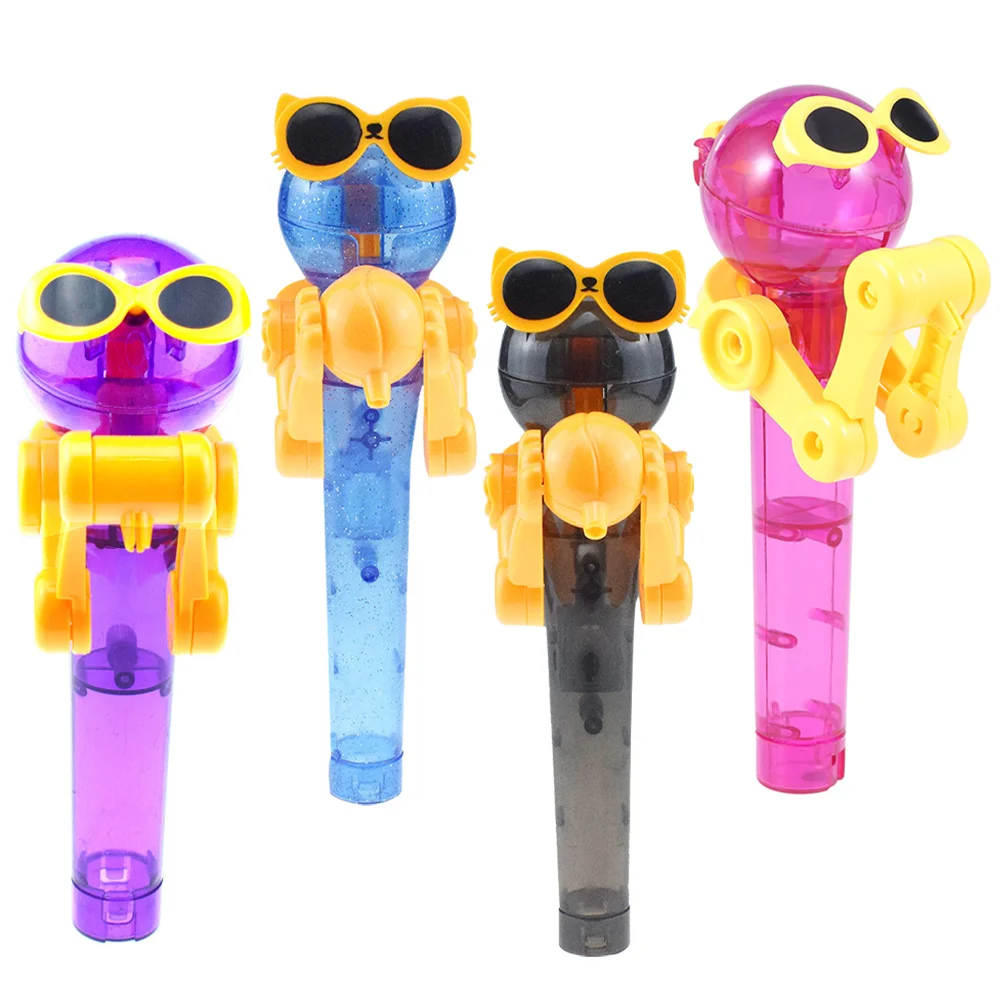 4 stks Dinosaurus Robot Lollipop Houder Voor Kinderen Creatieve Snoep Opbergdoos Grappig Plastic Nieuwigheid Party Favor Gift Decompressie