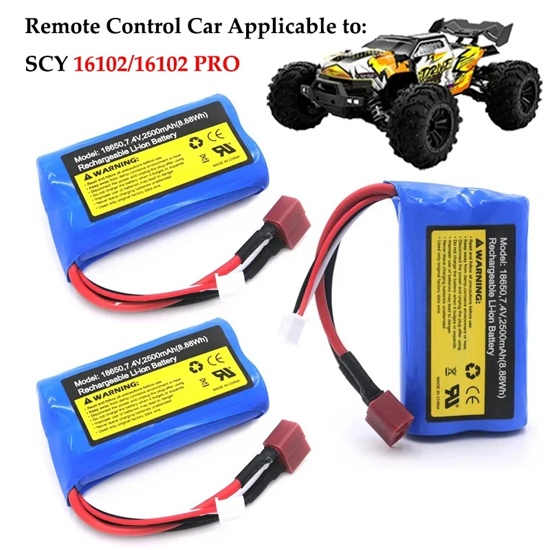 Hobby Hub RC Lipo Battery 2S 7.4V 2500mah 10C Max 10C for SCY-16101 16102 16103 16301 16302 1/16 RC Car Spare parts