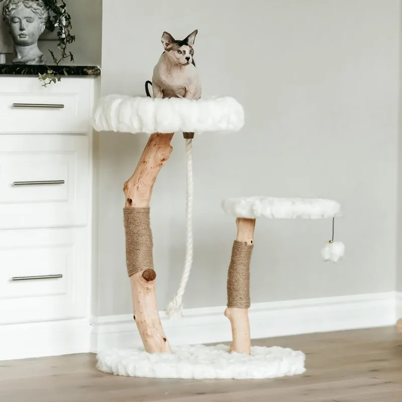 MAU Modern Cat Tree Tower, Natural Branch Condo, Luxury Wood Tower, Scratching Tree, Condo, Lover Gift, Luxury Cat, Gifts