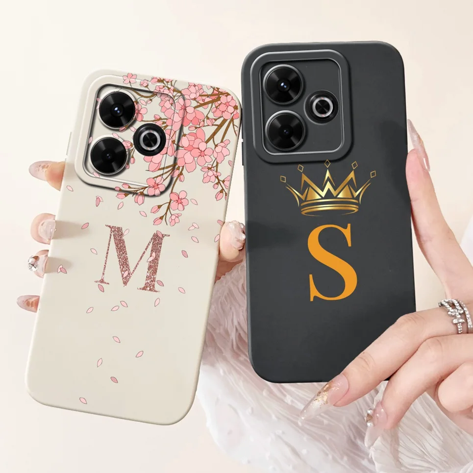 For Xiaomi Redmi 13 4G/5G Case 26 Letters Nickname Shockproof Silicone TPU Back Cover for Poco M6 Pro PocoM6 4G 5G Soft Bumper