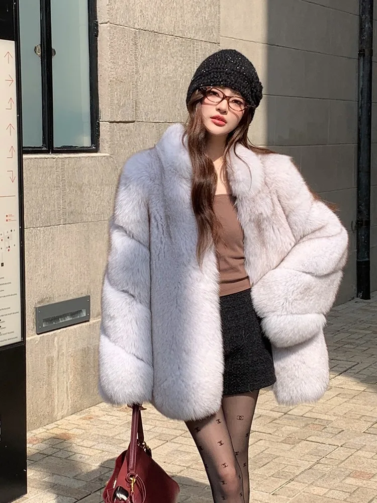 

Лидер продаж, модная зимняя женская шуба из натурального лисьего меха, куртка из натурального меха, женская роскошная верхняя одежда, пальто с длинными рукавами