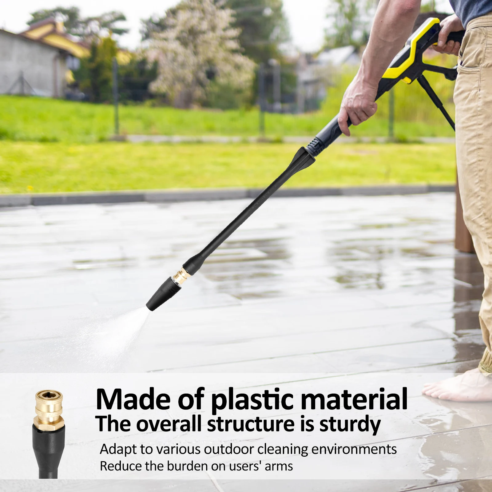 Pressure Washer Accessories 16 Inch Power Washer Replacement Wand with 5 Spray Tips and Turbo Nozzle for Cleaning Driveways Car