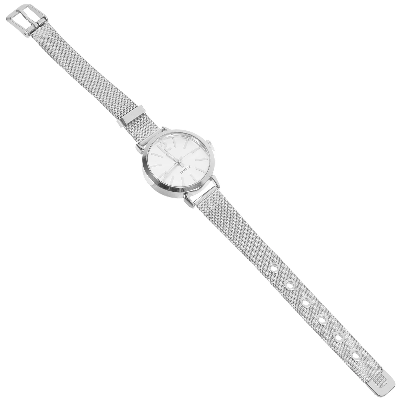 

Women Quartz Watch Silver White Mesh Belt Fashion Elegant Birthday Christmas Gift For Her Daily Wear Wristwatch
