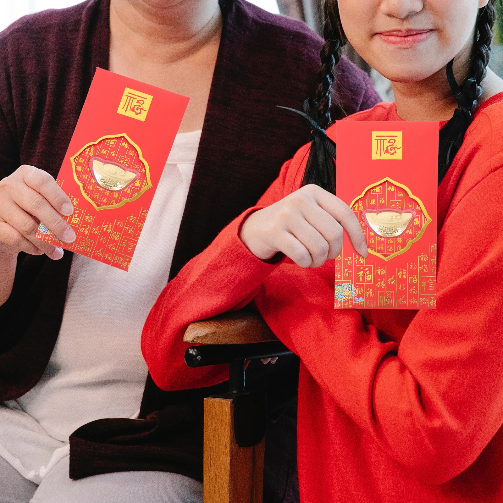 

2pcs Yuanbao Red Envelopes Cash Practical Chinese Spring Festival Lucky Prosperity Mini Bags Money Pouches Rabbit Year