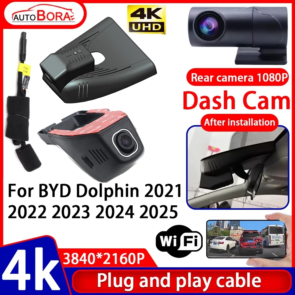 

ZhuCamX Video Recorder Night Visio 4K UHD Plug and Play Car DVR Dash Cam Camera for BYD Dolphin 2021 2022 2023 2024 2025