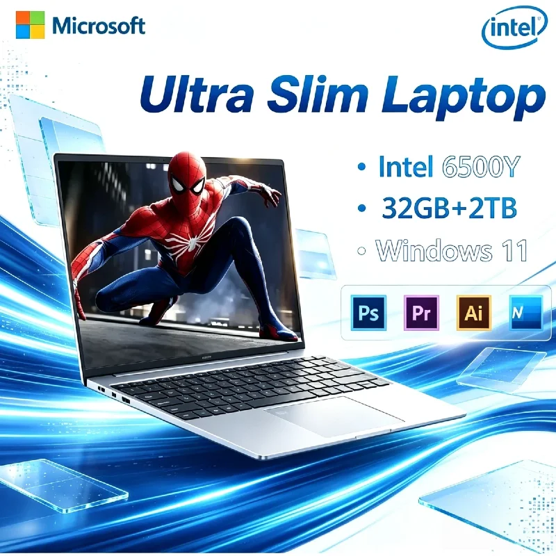 Intel 6500Y Ultra‑Portable Slim 14.1" 2026 New Business Notebook PC 16GB/32GB DDR4 RAM 2TB SSD for Office Scenarios