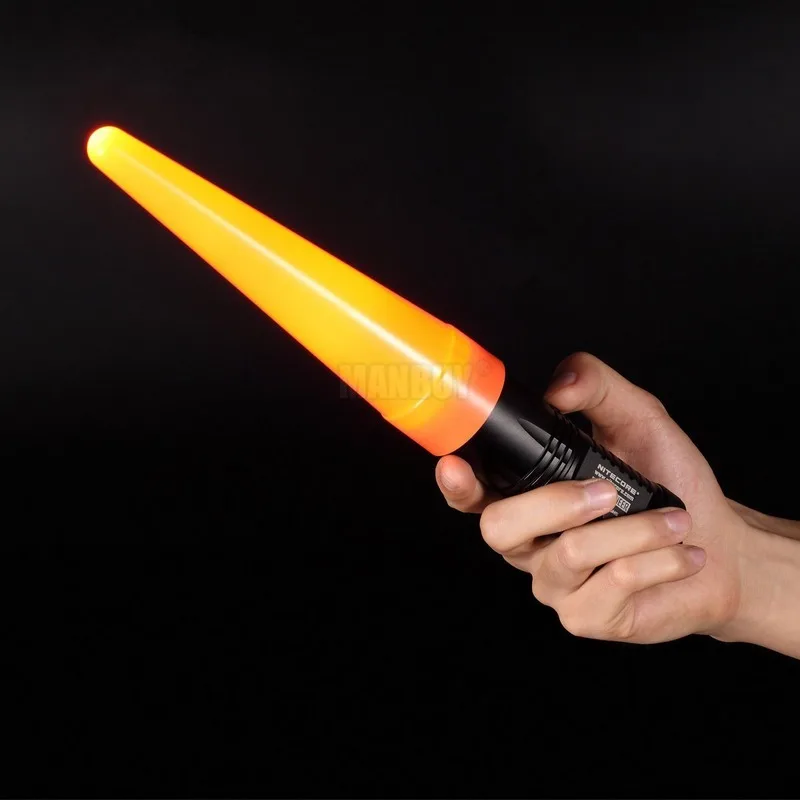 NITECORE NTW25 Led Light Diffuser Traffic Wand Cone Tip Suitable for The Flashlight with Head of 25.4mm Red Security Alert baton