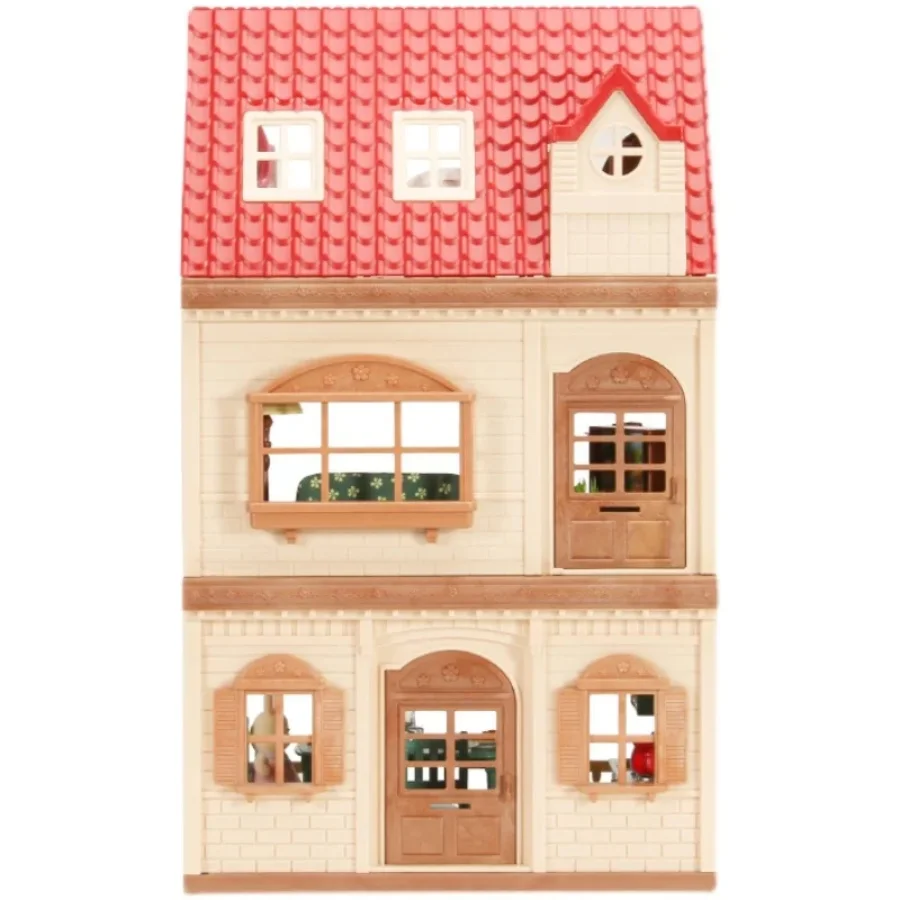 Salle de Simulation forêt famille petite maison occidentale Double Villa à trois étages lapin modèle Animal fille maison de poupée meubles jouet cadeaux