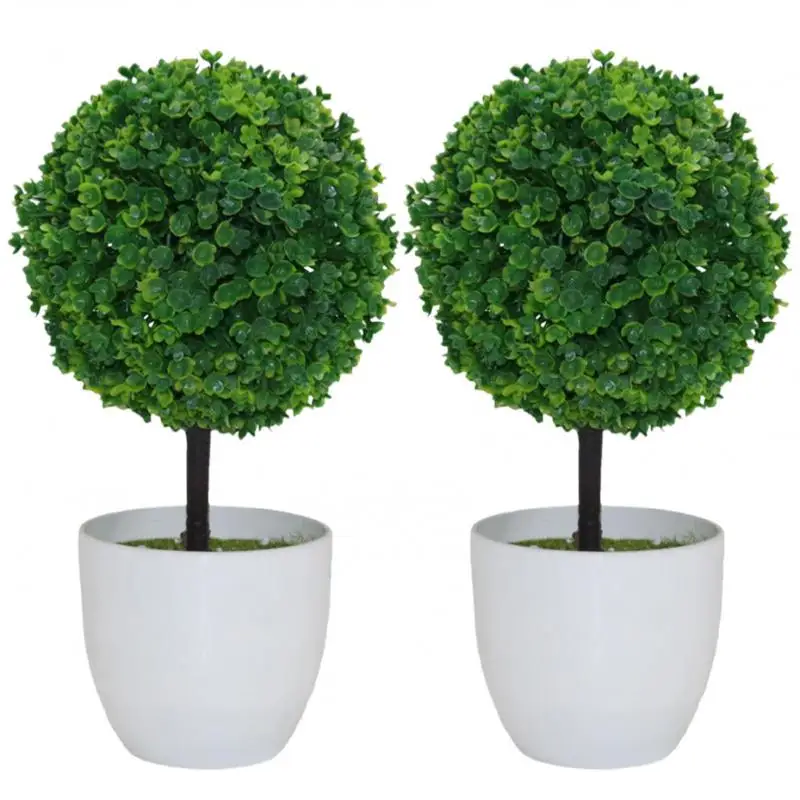 Artificial Boxwood Topiary Plants Artificial Topiary Trees In Pot, Faux Ball Potted Trees, Fake Greenery Plant Decoration