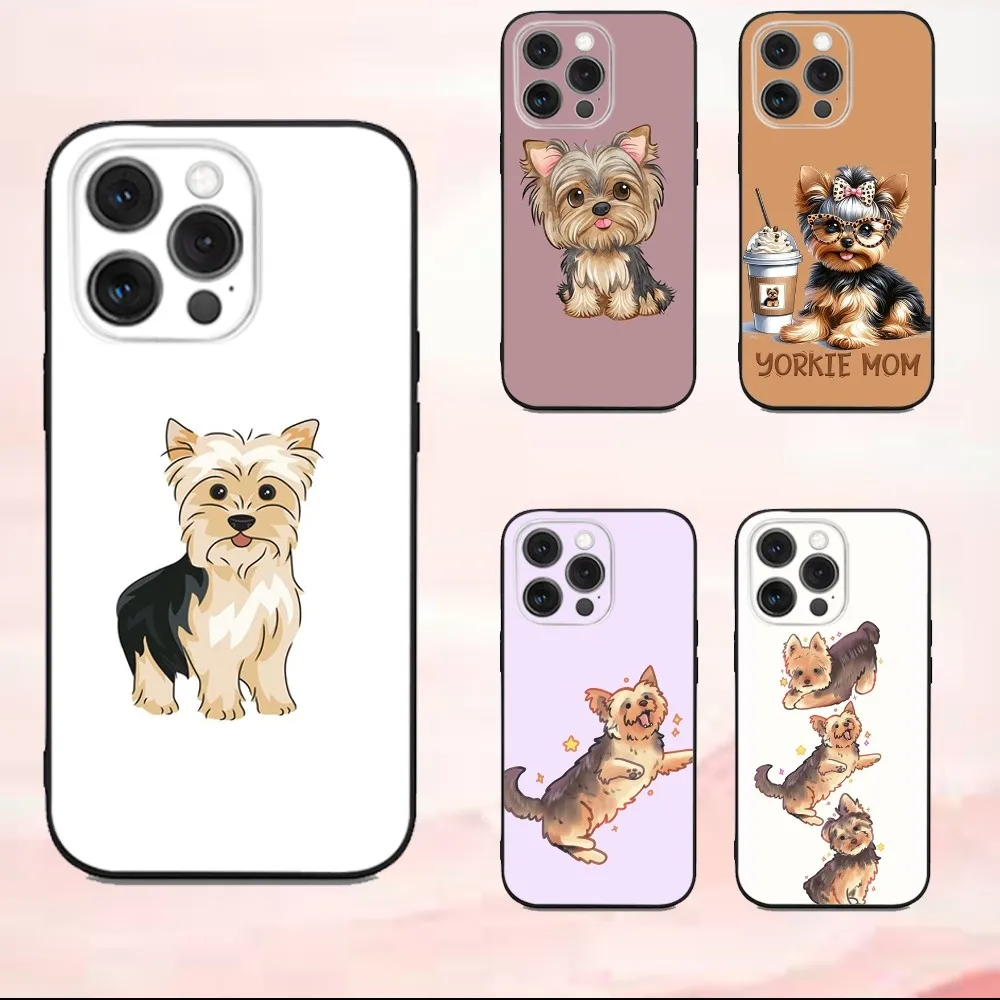 

Pet Cute Dog Yorkshire Terrier Phone Case For iPhone16,se4,15,14,13,12,11,Pro,X,XS,Max,XR,Plus,Mini Soft Black Cover