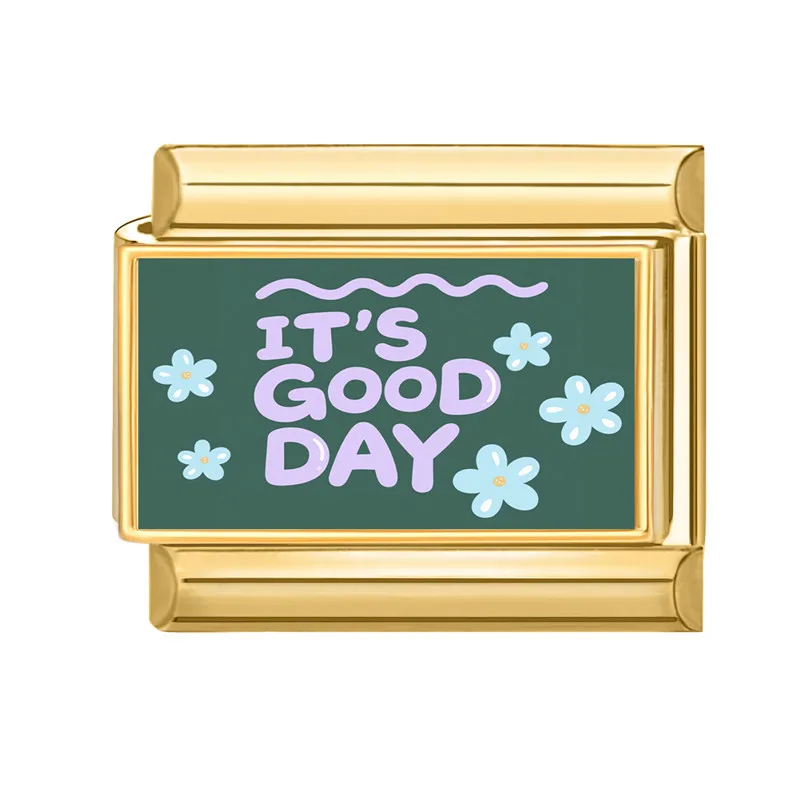 Wholesale Fashion Colored Words Better Than Yesterday Luck Italian Charm Link Fit 9mm Stainless Steel Bracelet Making DIYJewelry