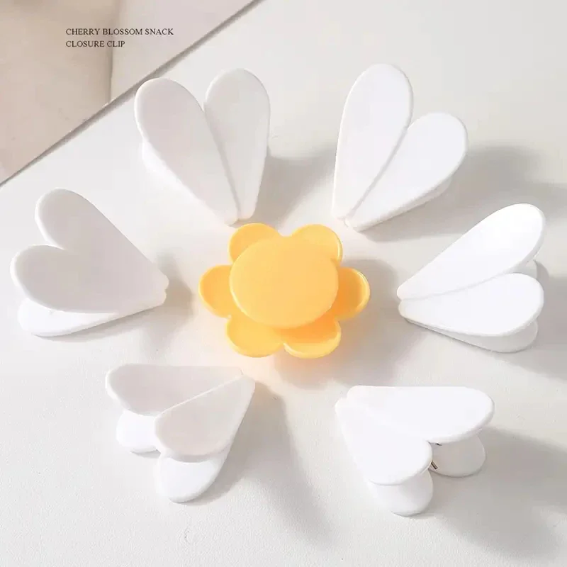 Pink Magnetic Daisy Detachable Sealing Clip Kitchen Refrigerator Sticker Office File Classification Clip Snack Bag Sealing Clip