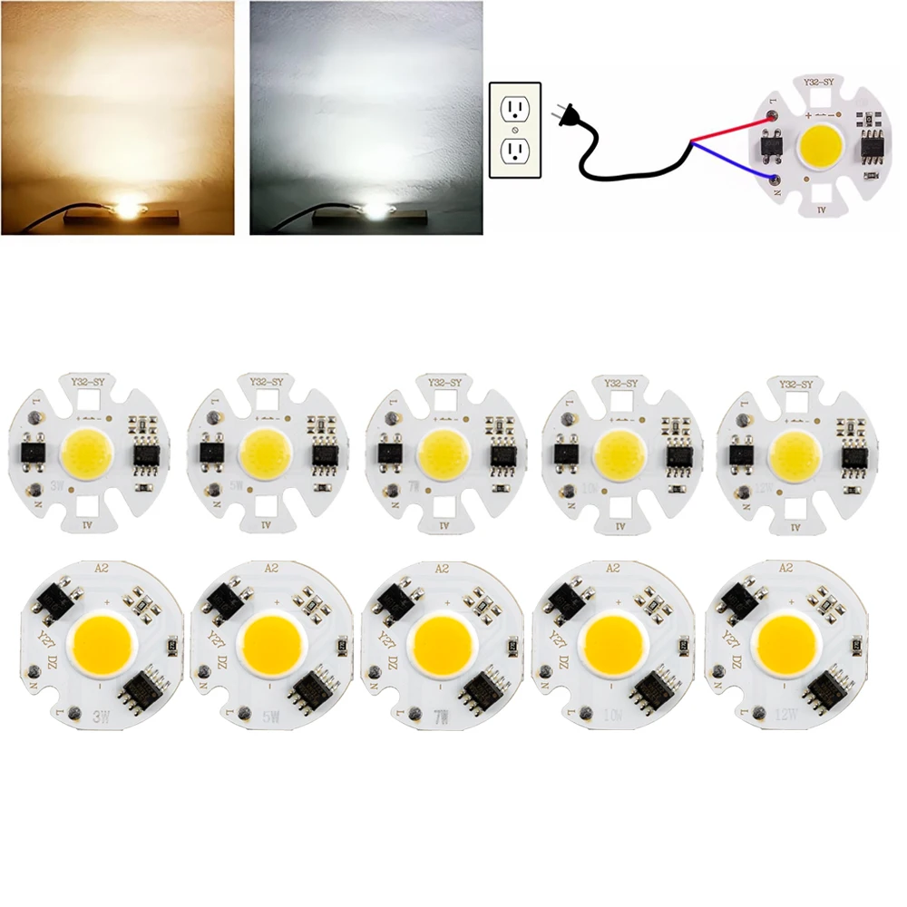 

100Pcs COB LED Chips 3W 5W 7W 10W 12W 220V Matrix Beads Smart IC No Need Driver For DIY Downlight Spotlight Floodlight Lamp