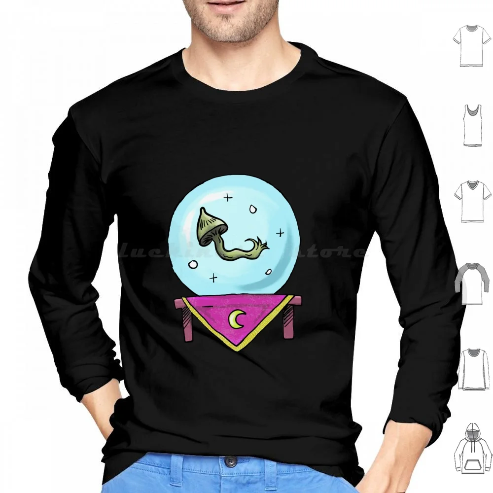 Crystalshroom Hoodie Cotton Long Sleeve Mushroom Nature Magic Outdoors Graphic Witch Shroom Magick Ball Crystal