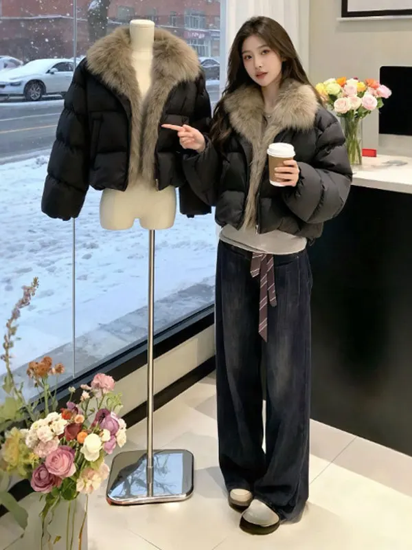 

Hebe Sle ort Loose Cotton Jaet Thiened Faionable Winter Outerwear for Small Figures Youthful And Trendy