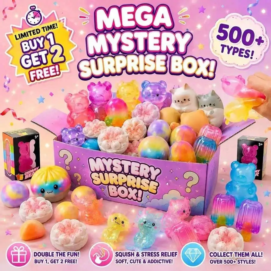 

[Limited-Time Offer]Buy 1 Get 2 FREE! Kawaii Squishy Mystery Box, Super Soft Gummy Bear/Cat/Dumpling Squeeze Toys, Cute Assorted