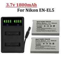 EN-EL5 ENEL5 Battery + LED Charger 1800mah for Nikon Coolpix P530 P520 P510 P100 P500 P5000 P5100 P6000 3700 4200