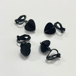 Temperament Hollow Out Black Bow Flower Ear Clips Three-dimensional Fashion Samll Simple Black Heart Clip on Earrings No Piecing