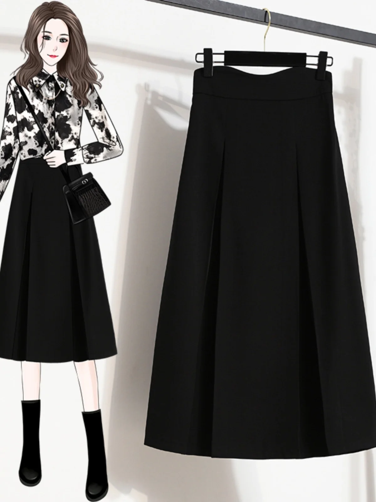 

Женская юбка миди А-силуэта больших размеров с завышенной талией, свободного кроя, стройнящая, весенняя новинка в корейском стиле, однотонная, для повседневной носки