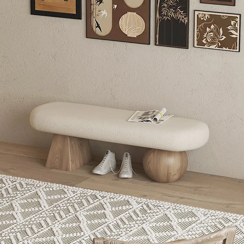 Nordic Wooden Shoe Bench Entryway Storage Ottoman Bedside Long Bench for Home & Homestay - Scandinavian Style