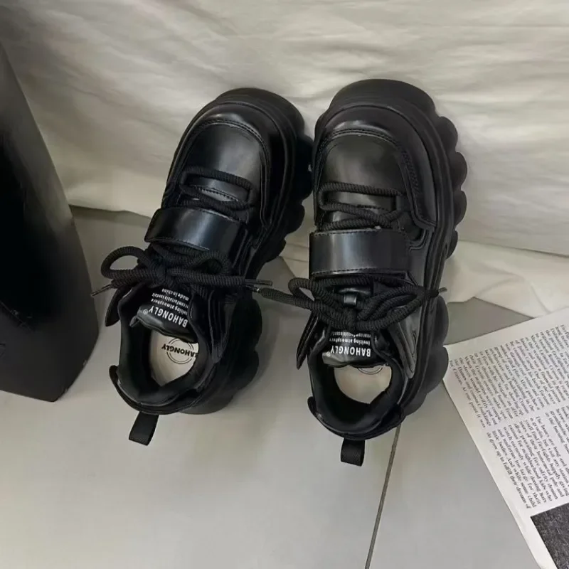 

Высококачественные туфли для папы на толстой подошве в стиле ретро, кожаные туфли, увеличивающие рост в стиле панк, повседневная спортивная обувь, женская обувь на губчатой подошве