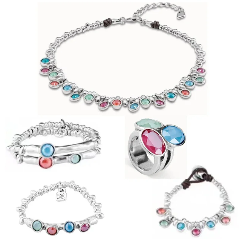 Bestselling Spanish new stainless steel alloy, creative design, high-quality gemstone women's jewelry gift set