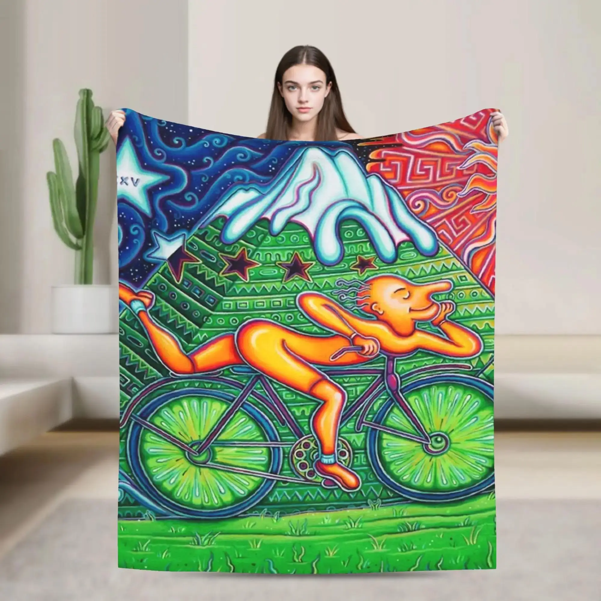 

Плюшевый фланелевый плед LSD Albert Hofmann Bicycle Day для детей, для дивана и кровати, мягкий, теплый, качественный, дизайнерский, покрывало