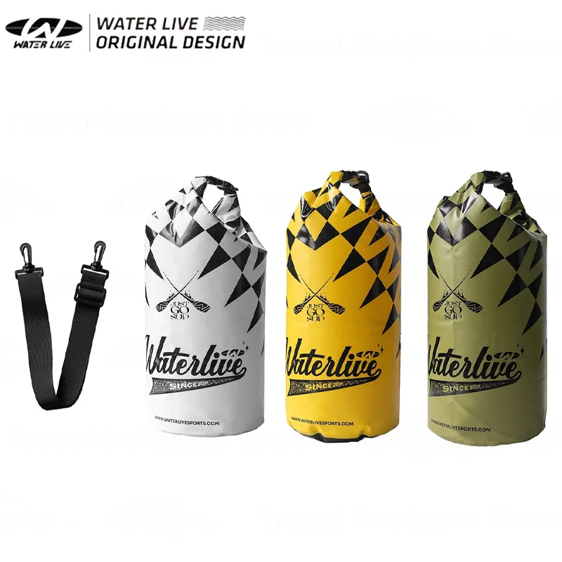 WATER LIVE 15L Waterproof Backpack Portable Outdoor Sport Rafting Bag River Tracing Bucket Outdoor Hiking Drying Bag 23*56CM