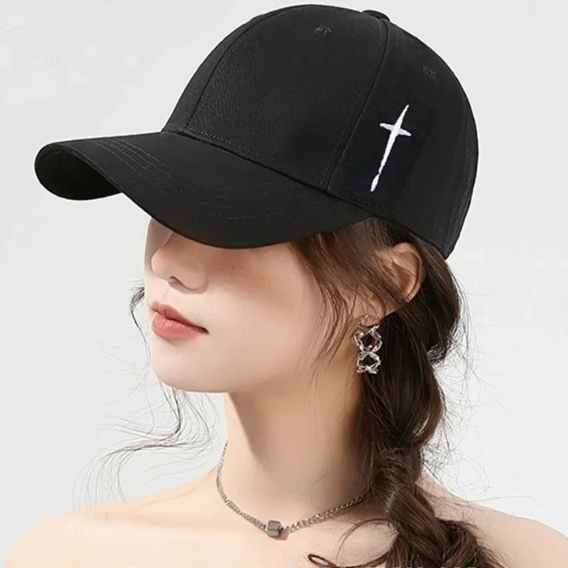 Cross Baseball Caps Summer Women Men Solid Outdoors Sports Casual Caps Adjustable Breathable Sunscreen Hats Fashion Accessories